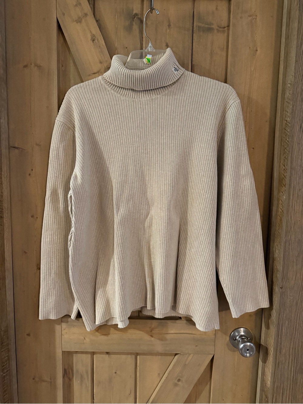 90s VTG Lauren Ralph Lauren Womens Chunky Turtleneck Sweater Ivory Cotton 3XL